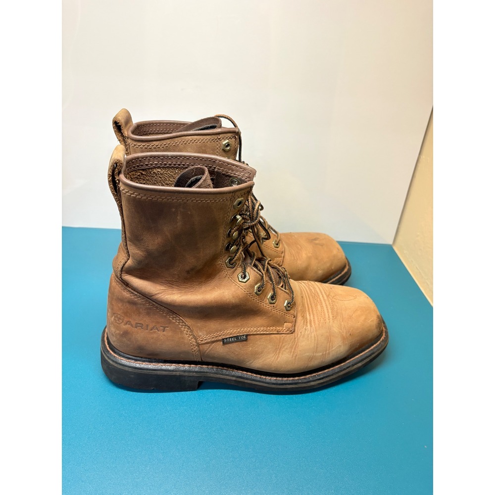 Ariat Mens 9EE Wide Cascade Brown Leather Steel Toe Work Boots 10011947